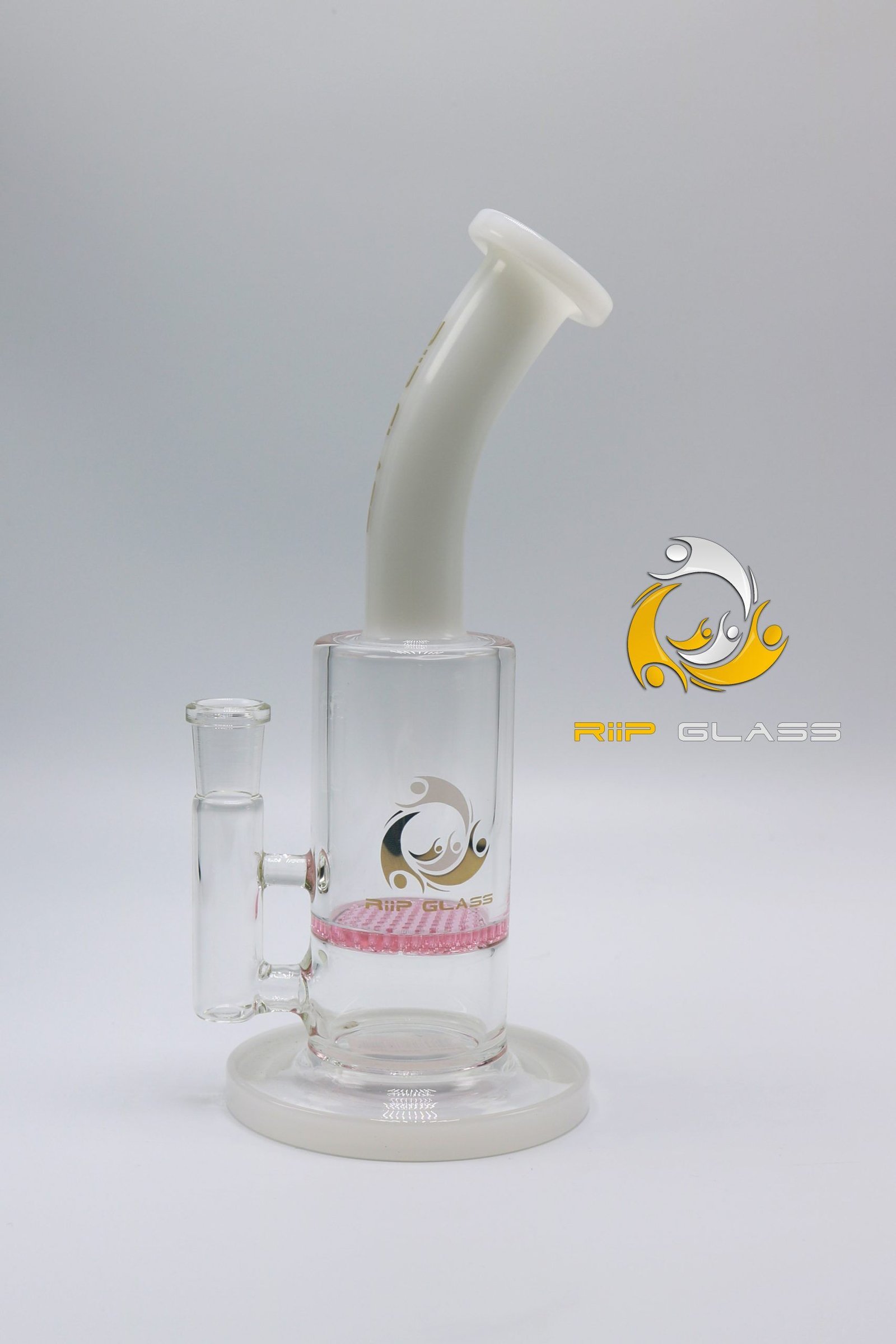 RIIP 9" HoneyComb, Bow Neck Water Pipe / BongIncludes (14mm Male Banger, 14mm Male Flower Bowl, Carb Cap, Pearls) NO. 1276 - Image 3