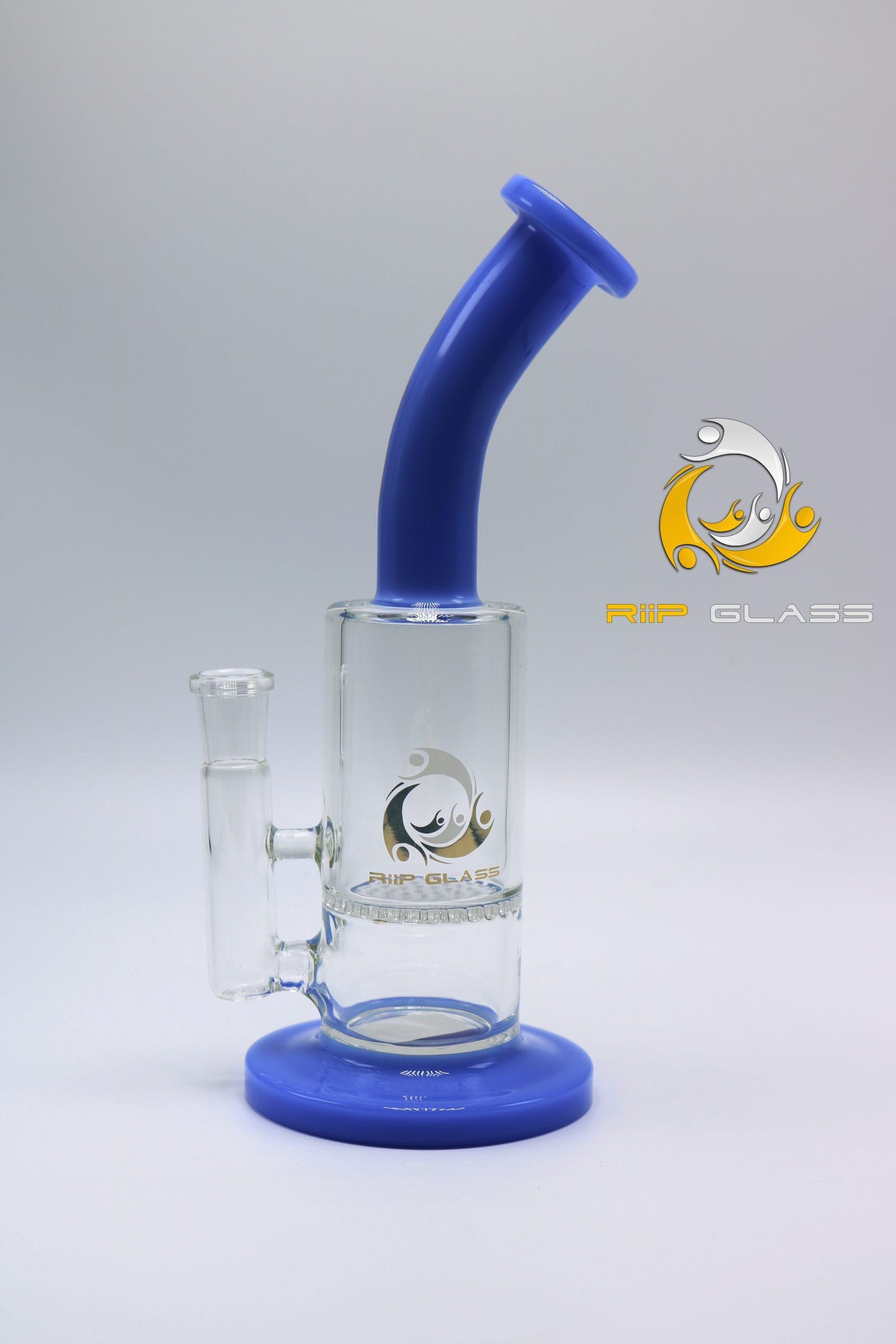 RIIP 9" HoneyComb, Bow Neck Water Pipe / BongIncludes (14mm Male Banger, 14mm Male Flower Bowl, Carb Cap, Pearls) NO. 1276 - Image 5