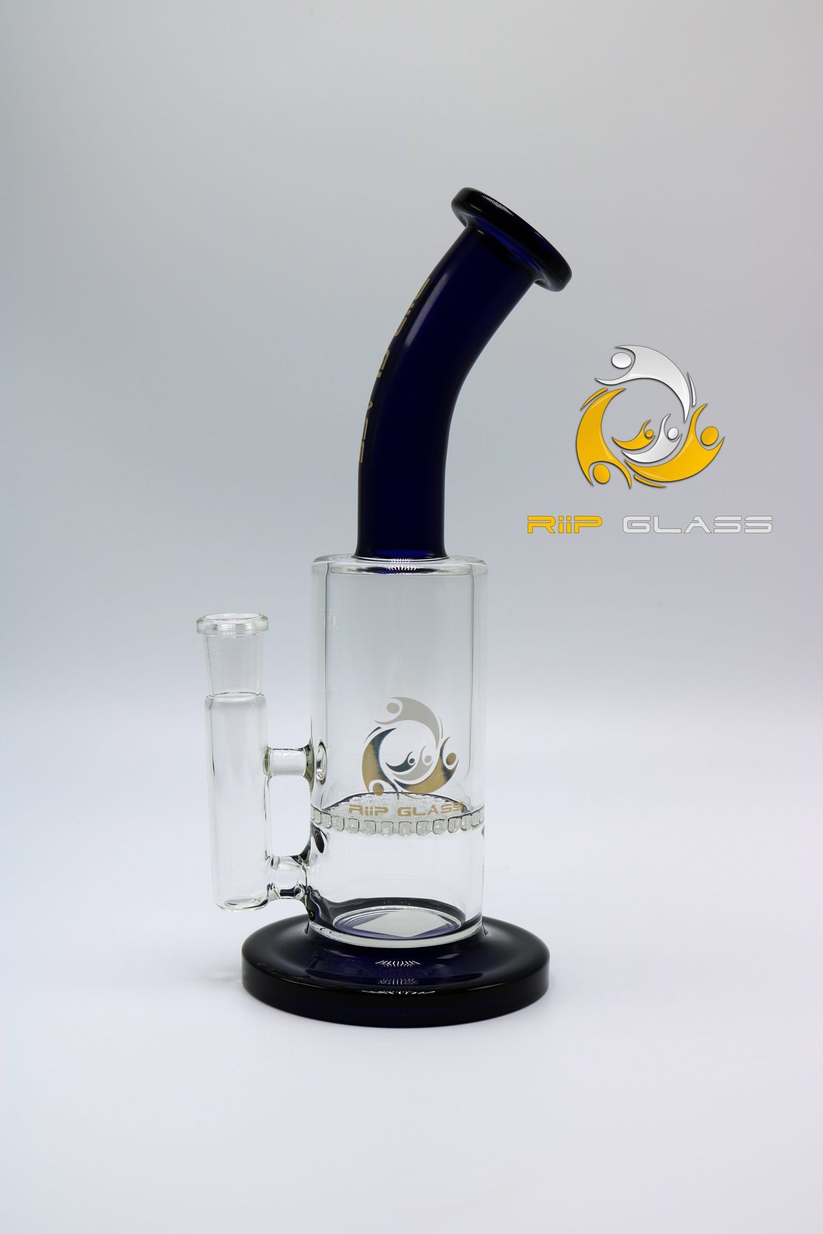 RIIP 9" HoneyComb, Bow Neck Water Pipe / BongIncludes (14mm Male Banger, 14mm Male Flower Bowl, Carb Cap, Pearls) NO. 1276 - Image 6