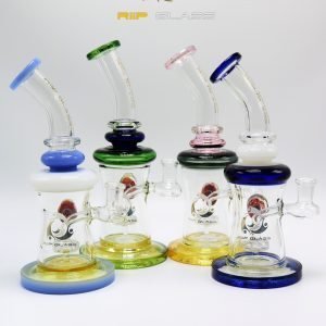 RIIP 10" ShowerHead, DOUNUT PERC, Bow Neck Water Pipe / BongIncludes (14mm Male Banger, 14mm Male Flower Bowl, Carb Cap, Pearls)NO. 1508