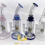 RIIP 10" ShowerHead, FISH PERC, Bow Neck Water Pipe / BongIncludes (14mm Male Banger, 14mm Male Flower Bowl, Carb Cap, Pearls)  NO. WP-1663