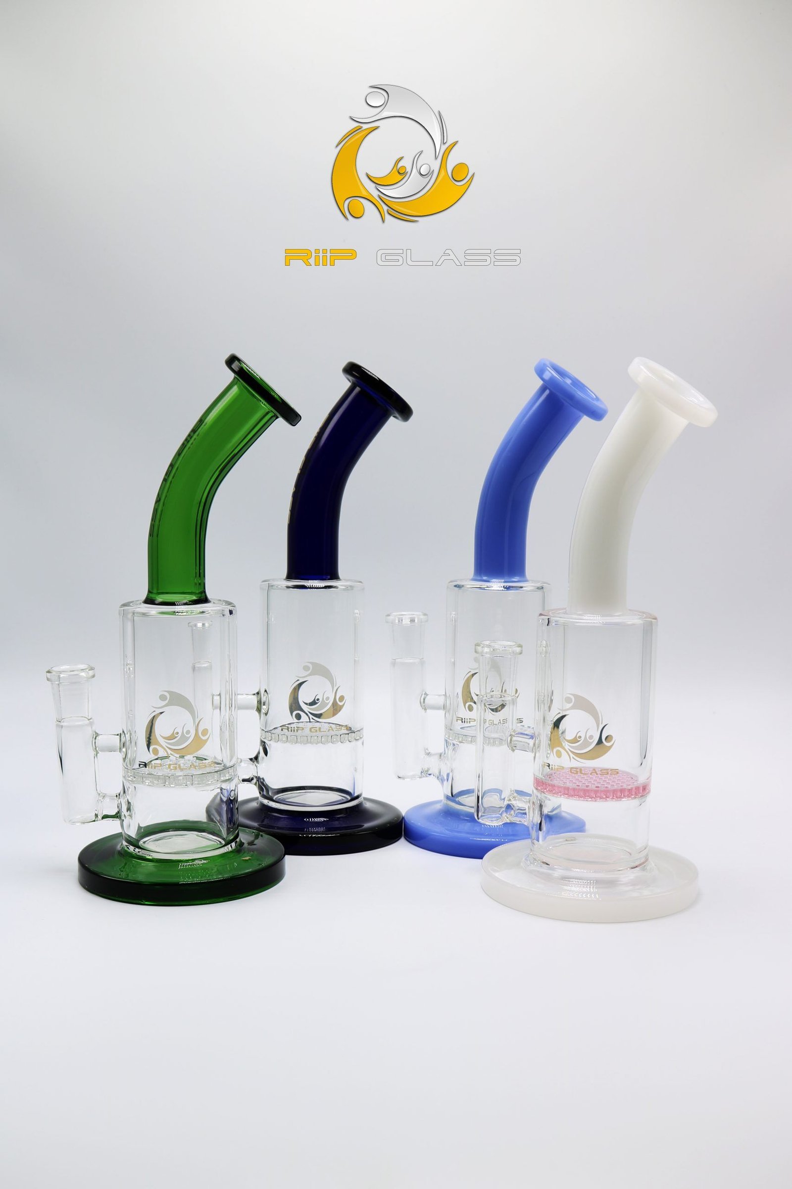 RIIP 9" HoneyComb, Bow Neck Water Pipe / BongIncludes (14mm Male Banger, 14mm Male Flower Bowl, Carb Cap, Pearls) NO. 1276