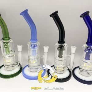 RIIP 10.5 " Mushroom Honeycomb, MUSHROOM PERC, Bow Neck Water Pipe / BongIncludes (14mm Male Banger, 14mm Male Flower Bowl, Carb Cap, Pearls) NO. WP-860